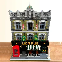 creative expert street view lion pub club bar 5910pcs 89107 modular house moc brick model building blocks grand emporium