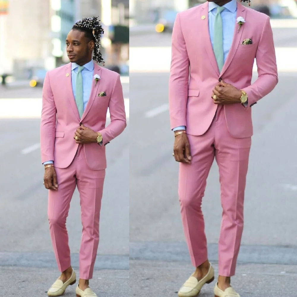 

Костюм мужской из пиджака и брюк, розовый, с лацканами
