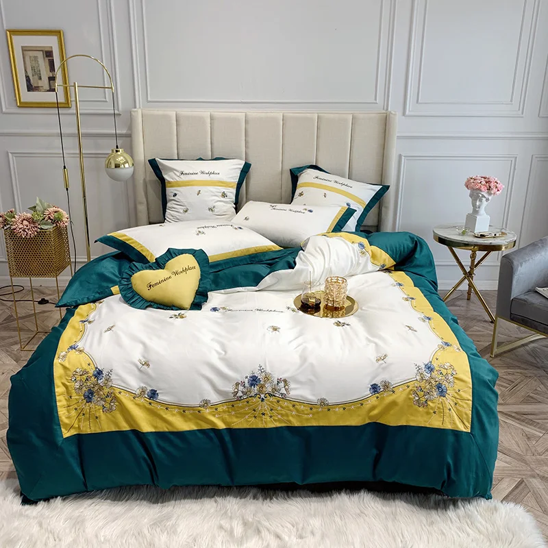 

4/7pcs Egyptian cotton Duvet Cover Sets King Size Bedding Sets Pillowcases luxury embroidery bed cover jogo de cama Bed Linen