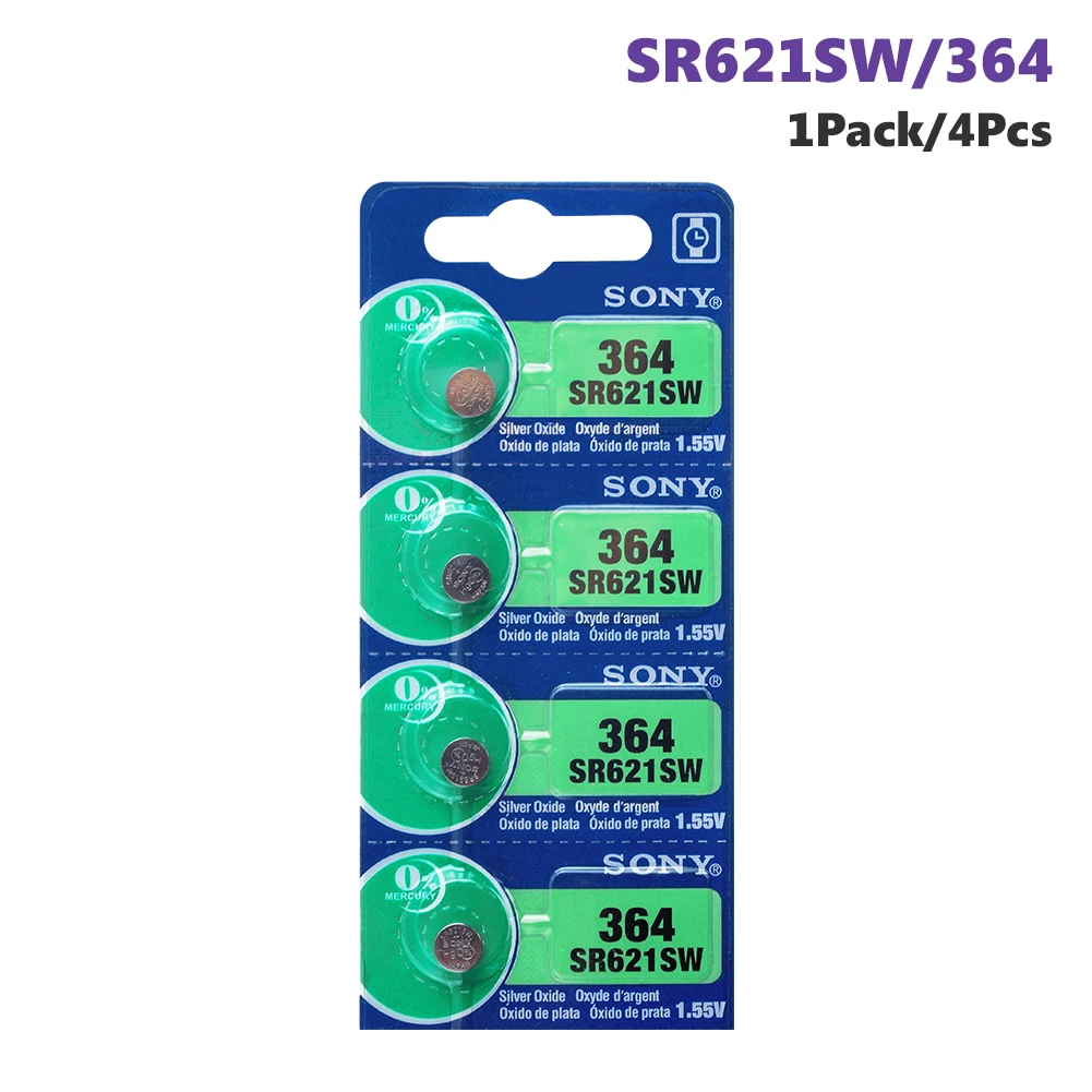 4 шт. для Sony 621 батарея часов AG1 LR621 sr621sw 364A 1 5 V LR60 Серебряная оксидная электронный