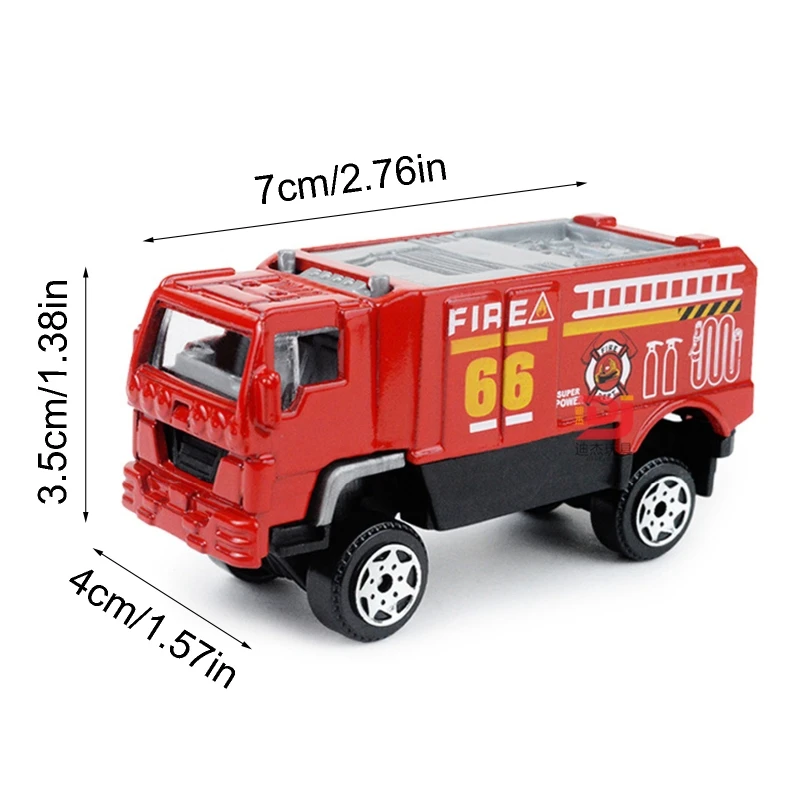 

6Pcs/Set 1:87 Scale Mini Fire Fighting Truck Military Helicopter SWAT Vehicle Zinc Alloy Sliding Car Model Children Toy