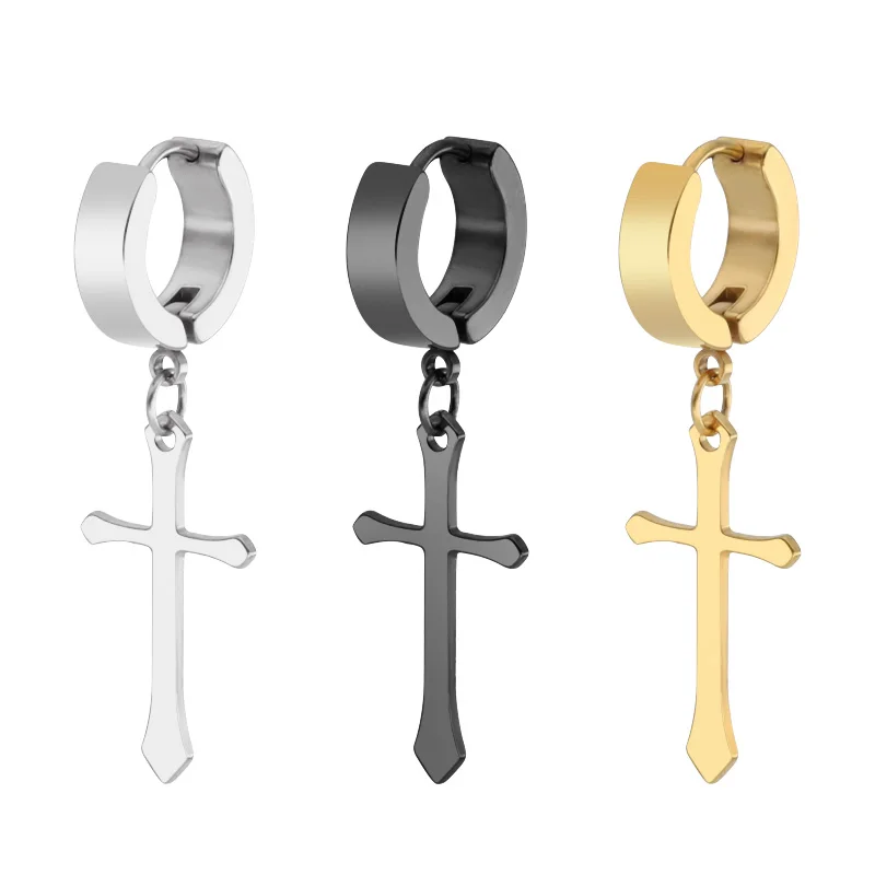

Pendants Blade Dangle Earrings Lock Padlock Inverted Cross Earring Male Woman Long Earrings Fashion Jewelry 2021 Jewelry