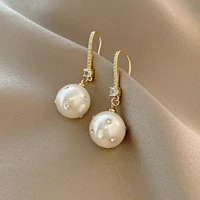 2021 new contracted temperament shiny crystal fine drop earrings fashion sweet trend geometric pearl women earrings jewelry