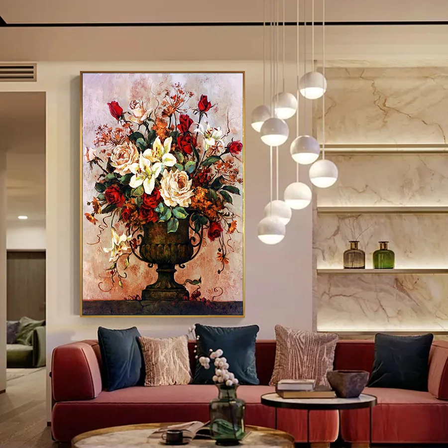 Абстрактная картина маслом с цветком на холсте художественные принты