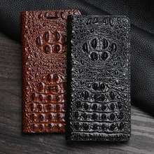 Genuine Leather Flip Phone Case For Meizu 15 16 16X 16th 17 Pro 6 7 Plus X8 Magnetic Buckle Cowhide Crocodile Head Wallet Bag