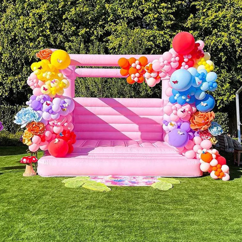 

Macaron Pink Inflatable Jumping Wedding Bouncy Castle Bounce House Inflatable Wedding Bouncer For Sale