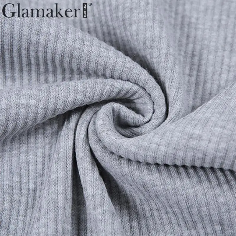 Glamaker вязаный костюм из двух частей сексуальное платье зимнее женское с v-образным вырезом элегантное платье миди осенние вечерние Клубные платья с длинным рукавом облегающее платье