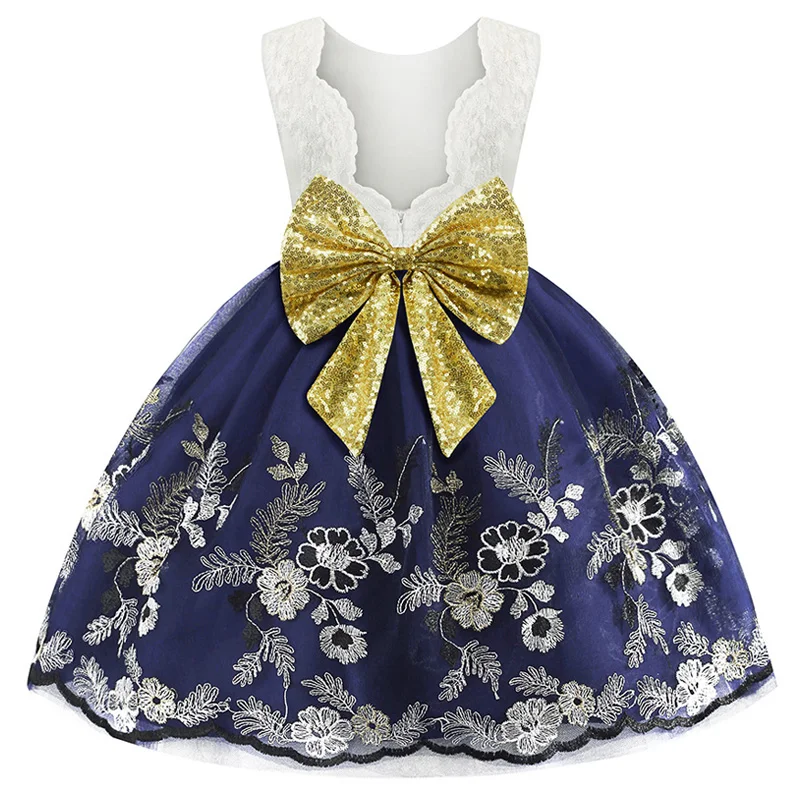 New Festival Party sequins bow dress for baby and girl's first birthday party Flower Girl Wedding Bridesmaid lace | Свадьбы и