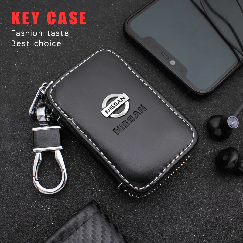 Кожаная застежка молния брелок органайзер чехол для автомобильных ключей сумка