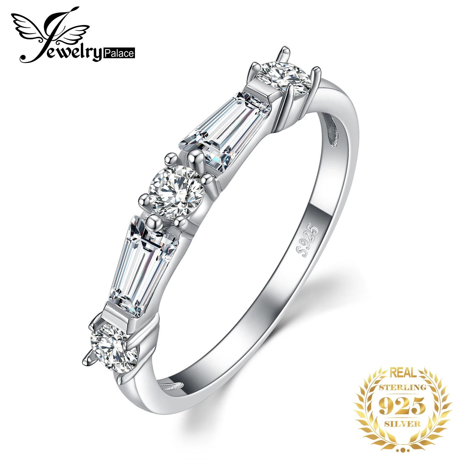 Ювелирный дворец 3ct круглый и багет фианит стекируемые кольца 925 пробы Серебряное