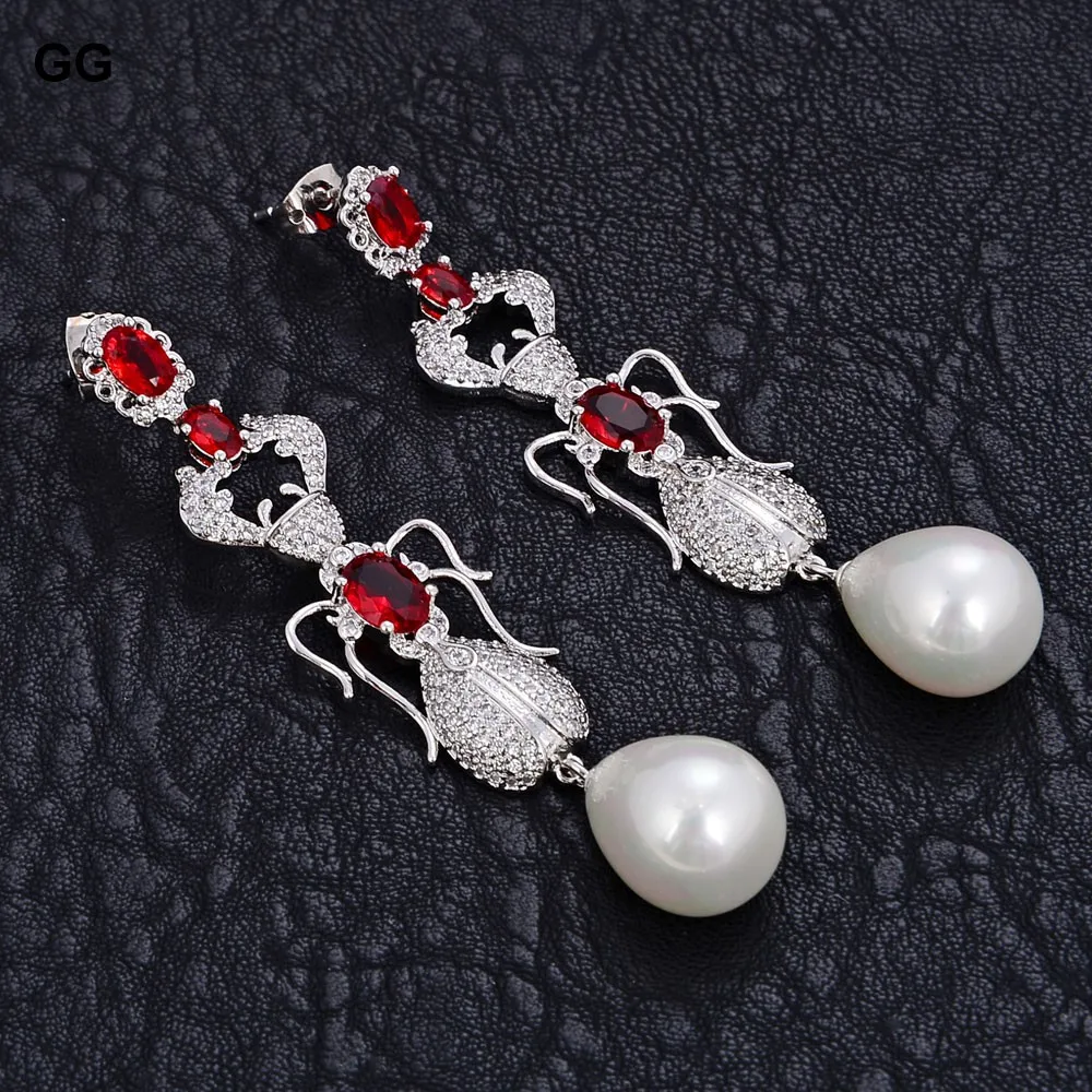 GG ювелирные изделия КАПЛЕВИДНАЯ белая Морская раковина жемчуг Красный Cz