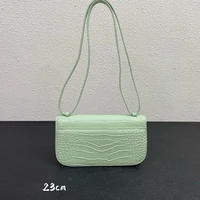 new hot style leather square crocodile pattern shoulder bag women simple fashion all match tofu bag diagonal bag