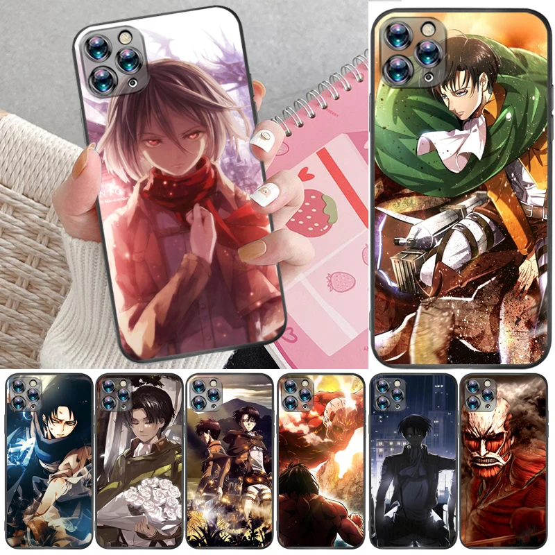 

Attack On Titan Armin Arlert Levi Mikasa Ackerman Eren Jager Phone Case For iPhone XR XS Max Carcasa Funda Cases Back Cover