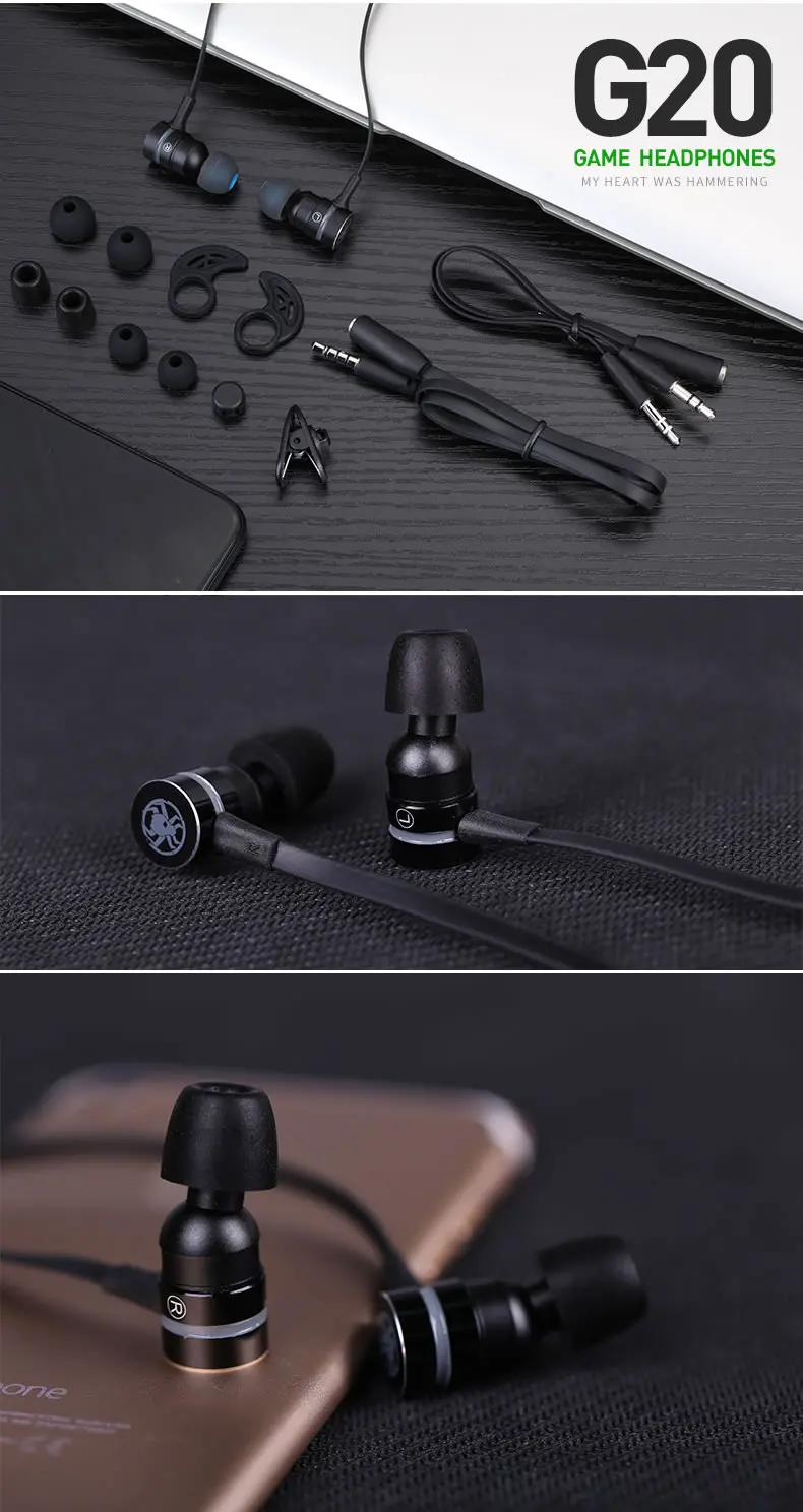 G20 шумоподавление стерео игровая гарнитура в ухо спортивные наушники с