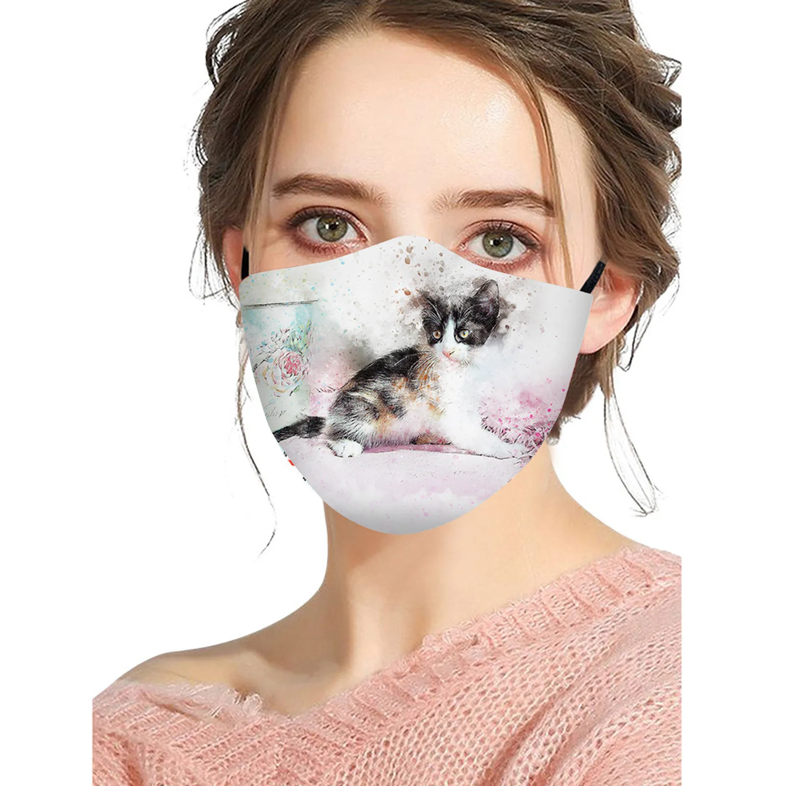 Колпачки для рта с принтом кота и волка женщин моющаяся Тканевая маска