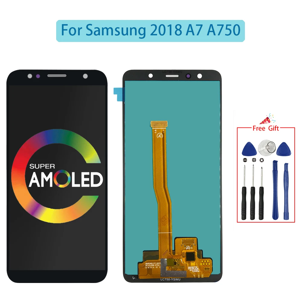 Экран AMOLED A750 6 0 дюйма для SAMSUNG Galaxy 2018 дисплей SM-A750FN/DS A750F ЖК-дисплей TFT сенсорный