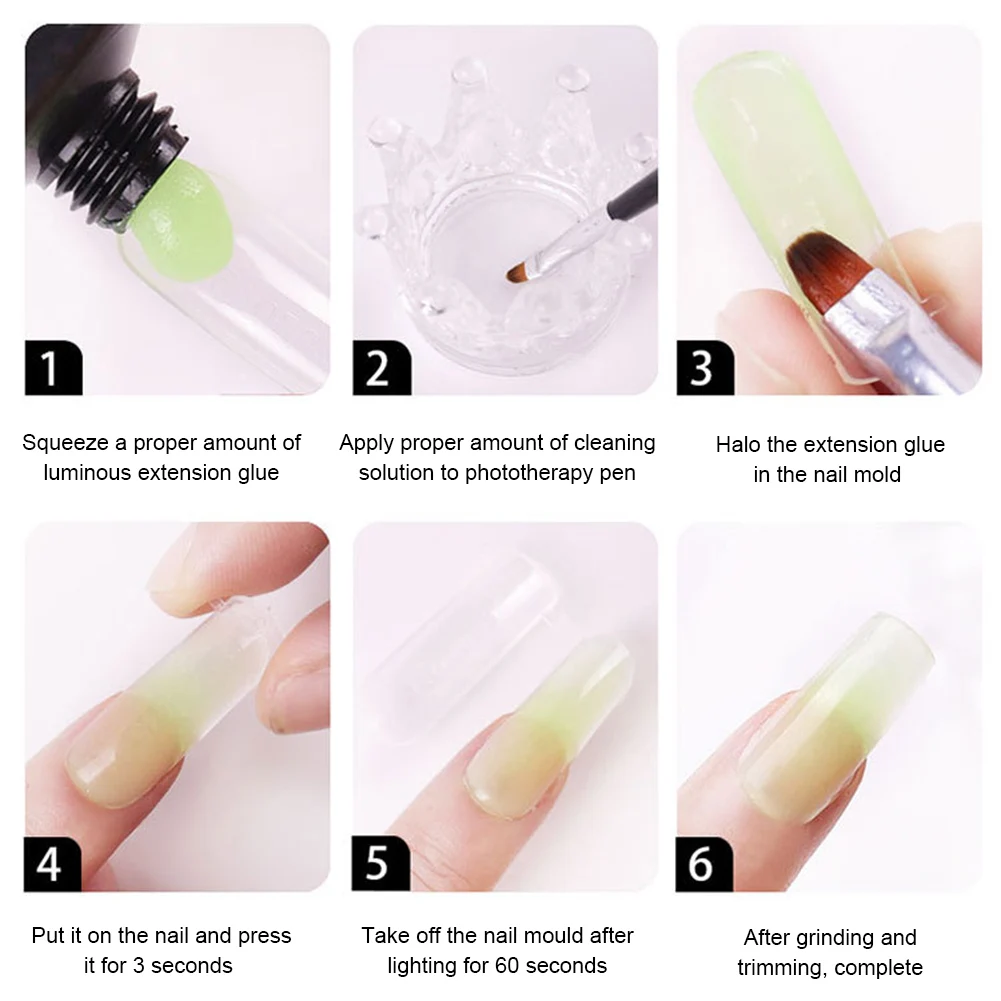 

Nail Extension Gel Glow in the Dark 8 Colors Nail Enhancement Gel Manicure Gel for Beginners Nail DIY