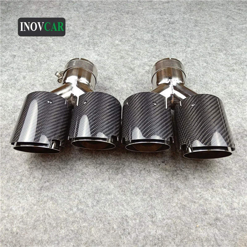 In 63 мм двойной выхлопной наконечник Универсальный реальный глянцевый углеродное