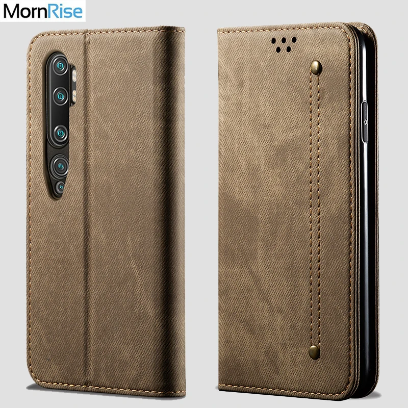 Джинсовый кожаный чехол-кошелек для Xiaomi MI Note 10 чехол с магнитной застежкой