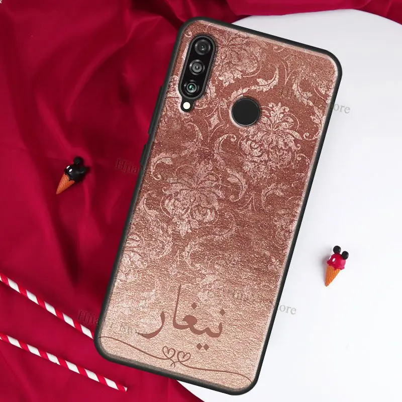Розовое золото имя Дамаск на арабском заказ для Huawei P30 Lite P10 P40 P20 Pro P Smart 2019 Z чехол