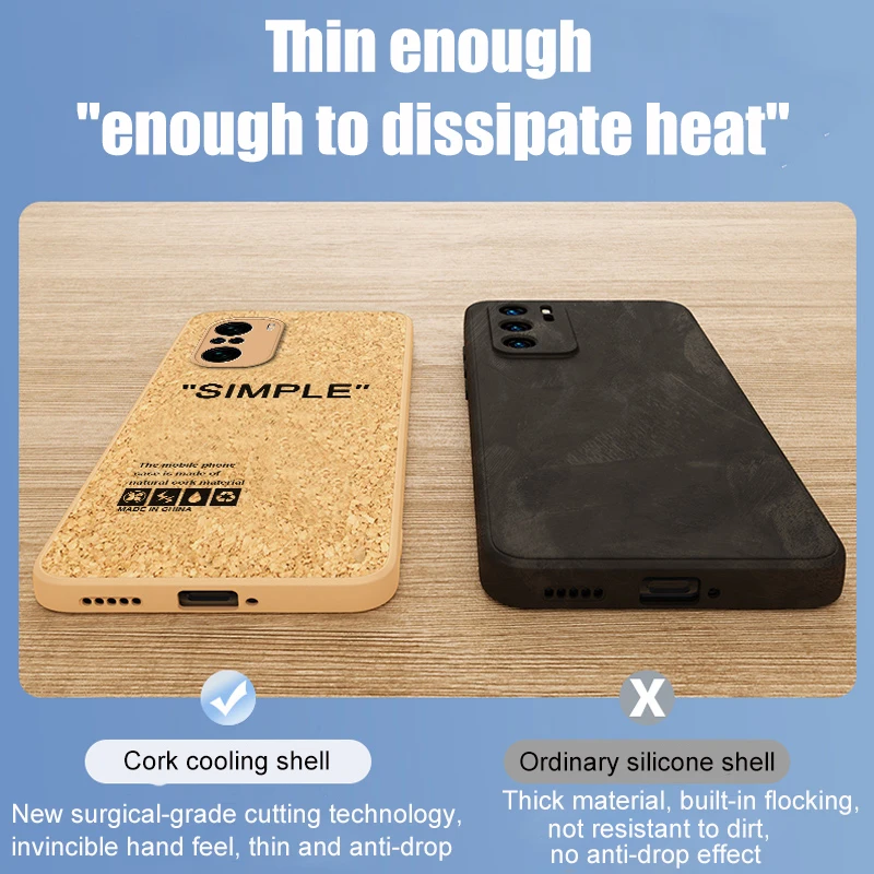 luxury cork wooden phone case for xiaomi redmi note 10 10s pro max mi 11 10 pro ultra poco f3 heat dissipation soft back cover free global shipping