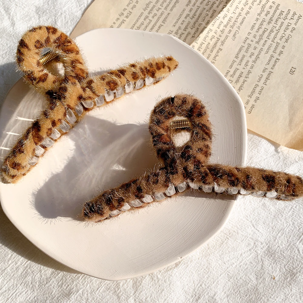 

New Hair Claws Plush Hair Claws Hairpin Leopard Print Hairpin Fashion Jewelry Women Hair Claws Hair Accessories Hairpins