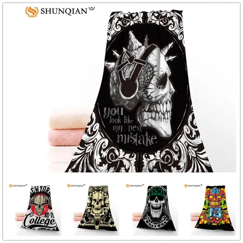 

Custom Skull 35x75cm Face Towels Facecloth Microfiber Washcloth Quick drying Sports Towel