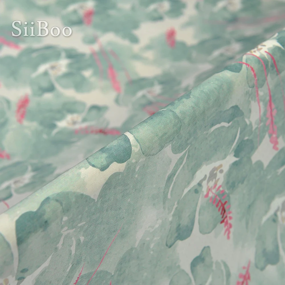 American elegant floral printed breathable silk linen fabric for women summer dress shirt skirt tela de lino y seda SP6157 | Дом и сад