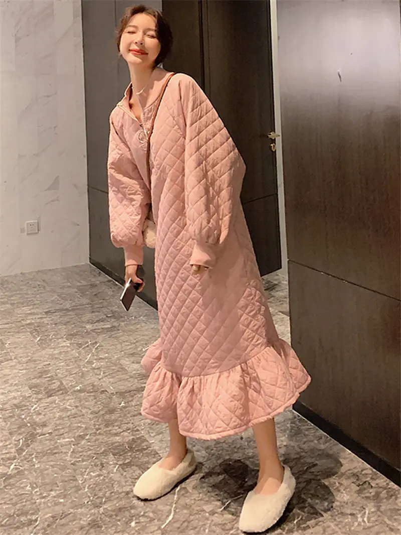 Зимнее платье 2019 женская новая модная одежда с хлопковой подкладкой