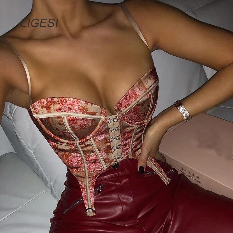 

Vintage Floral Print Camisole Women Satin Crop Tops 2020 Summer Sexy Off Shoulder Backless Blusas Elegant Club Party Camis