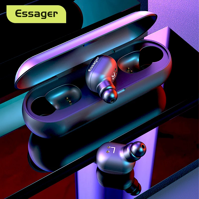 Essager T1 TWS Bluetooth 5 0 наушники мини настоящие Беспроводные с микрофоном Спортивные