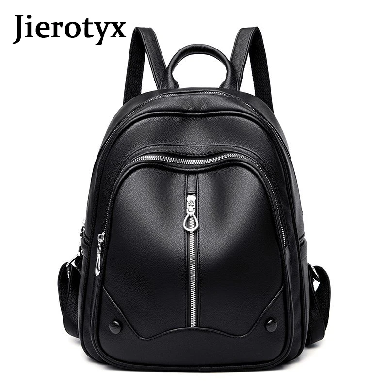 

JIEROTYX Chic Trendy 2020 Women Backpack Leather Teenage Girl Schoolbags High Quality Travel Backpack Retro Female Bag Sac Dos