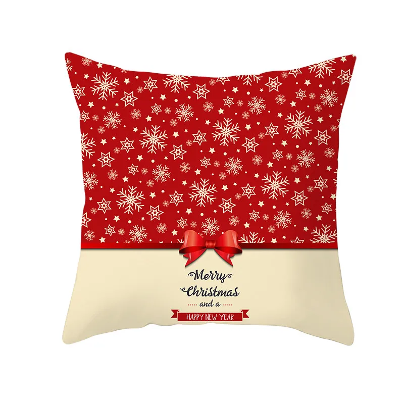 

Fuwatacchi Festive Red Pattern Cushion Cover Christmas Style Pillow Cover Home Sofa Car Decorative Throw Pillowcase 45x45cm