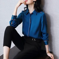 women vintage satin tops elegant blouse office high street office lady blouse shirts autumn shirt female blusas overshirt
