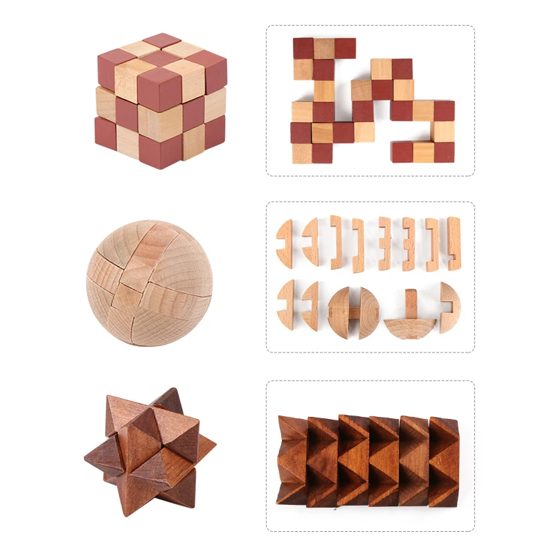 Мужские карманные Пазлы деревянные 3D головоломки с замком обучающая