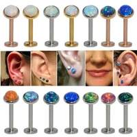 1pcs 16g internal thread opal stone labret monroe lip stud ring opal ear cartilage tragus helix earring piercing body jewelry