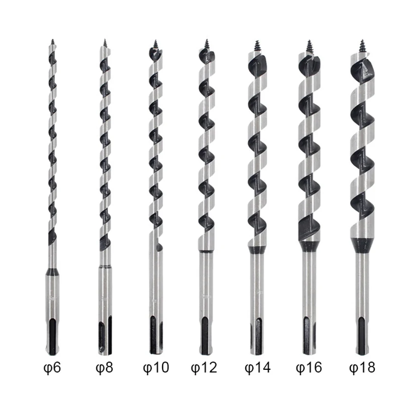 

7PCS 9inch DIY Wall Hole Saw Drilling SDS PLUS Long Wood Drill Bit Set 6-18*230mm Wood Door Hole Opening Woodworking Drill Bit