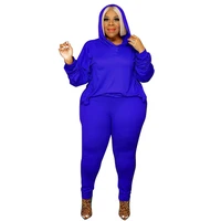 spring and autumn new hooded hoodie suit fashion ladies solid color long sleeve jacket trouser suit african leisure two suits