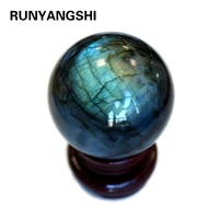 runyangshi 1pc natural quartz elongated feldspar crystal ball of madagascar for christmas gift