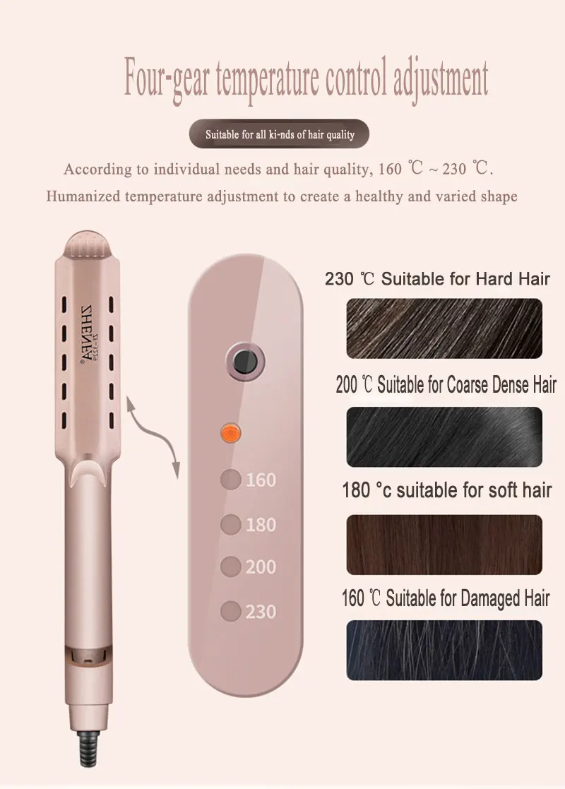 

Hair Straightener Four-Gear Temperature Adjustment Ceramic Tourmaline Lonic Flat Iron Curling Iron Hair Iron For Women Hair