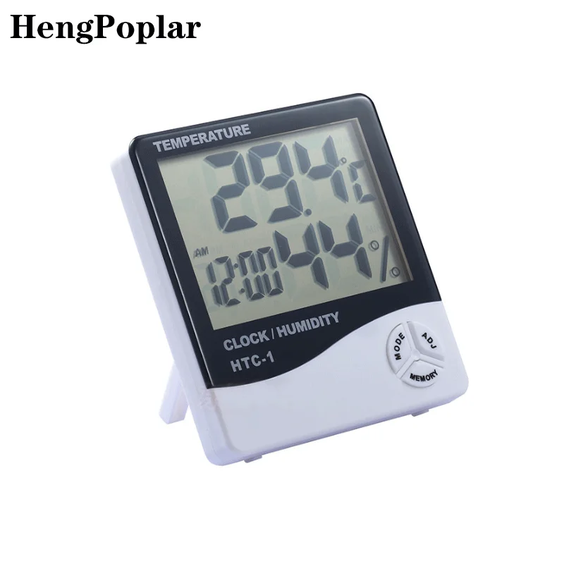 

Oauee LCD Electronic Digital Temperature Humidity Meter Indoor Outdoor Thermometer Hygrometer Weather Station Clock HTC-1 HTC-2