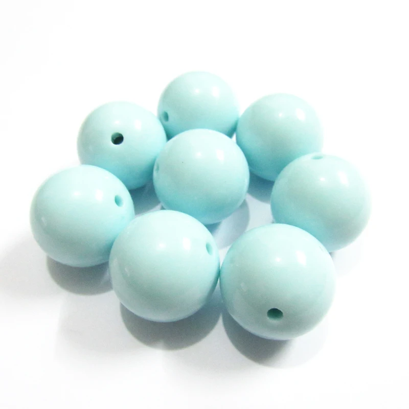 Newest ! 20mm 105pcs/lot New Mint Blue Chunky Gumball Bubblegum Acrylic Solid Beads For Kids Necklace Making | Украшения и