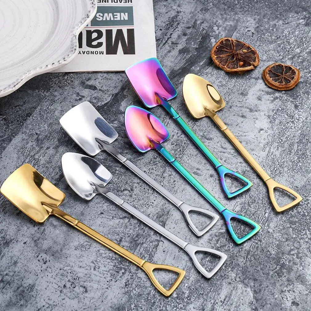 

304 Stainless Steel Spade Type Watermelon Spoon Coffee Spoon Corrosion Resistant Not Easy To Bend Mirror Polishing Kitchen Tools