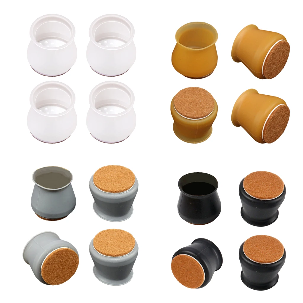 

4x Furniture Leg Caps with Anti-Slip Felt Pads Protect Floors Anti Scratches