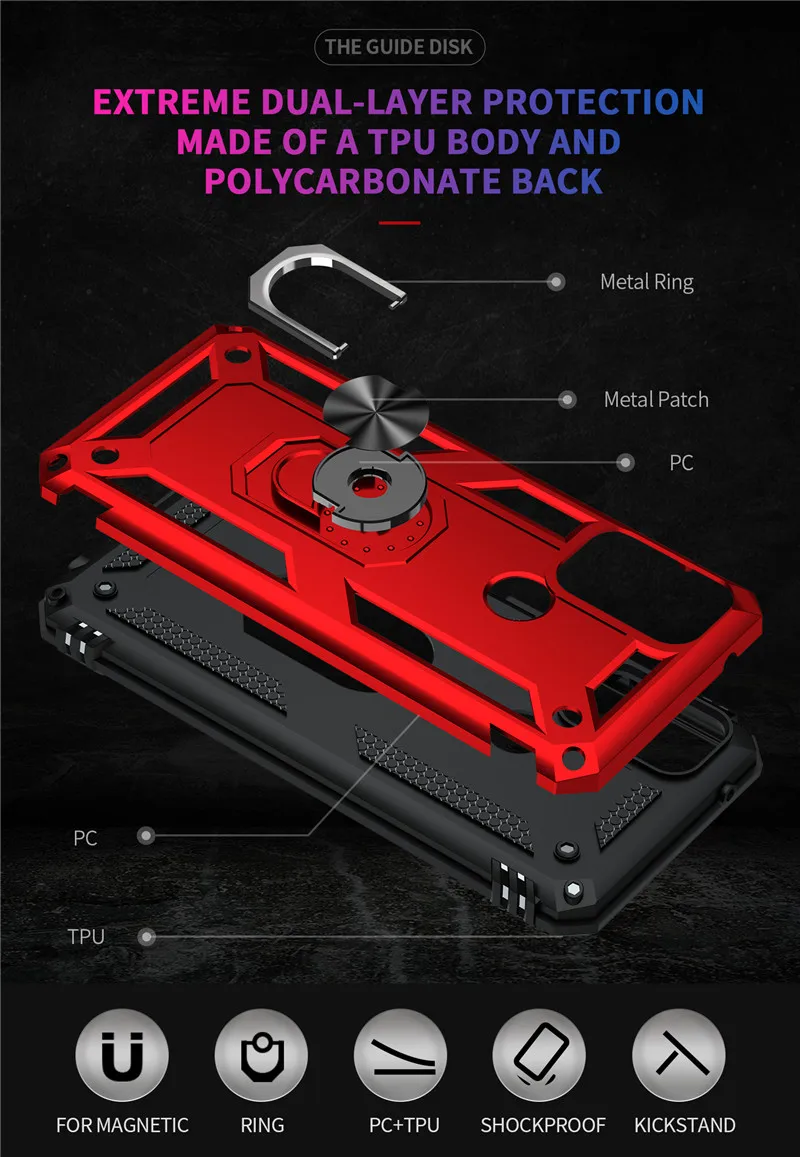 rugged case for motorola g50 g60 g100 anti fall silicone metal magnetic ring armor phone case for moto g10 g20 g30 back cover free global shipping