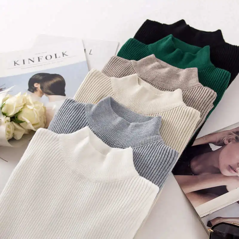 

Autumn Winter Sexy Half Turtleneck Sweater Women Slim Bottoming Stretch Women Long Sleeve Knitted Pullover Sweaters Tops C7662
