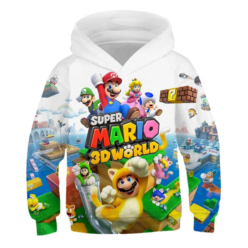 

Cartoon mario brother Boys Sweatshirts Little Kids mario Hoodies Clothes 4-14 Years Autumn winter Children Long Sleeve pullover