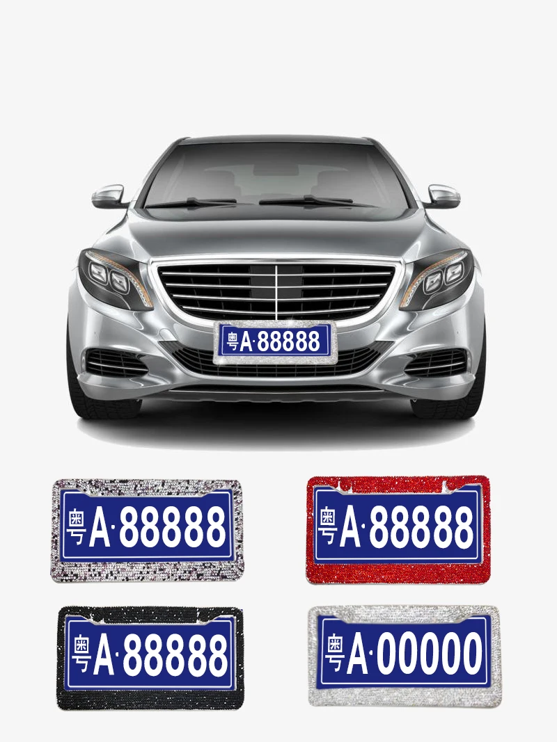1pc Bling Crystal Rhinestone License Plate Frame For Usa Model Car Exterior Accessories With Four Colors License Plate Aliexpress