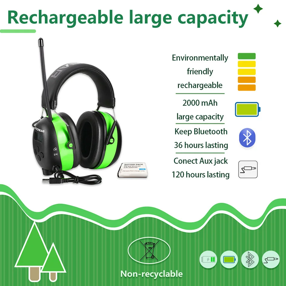Наушники для стрельбы ZOHAN NRR22DB Bluetooth и радио AM/FM профессиональное шумоподавление