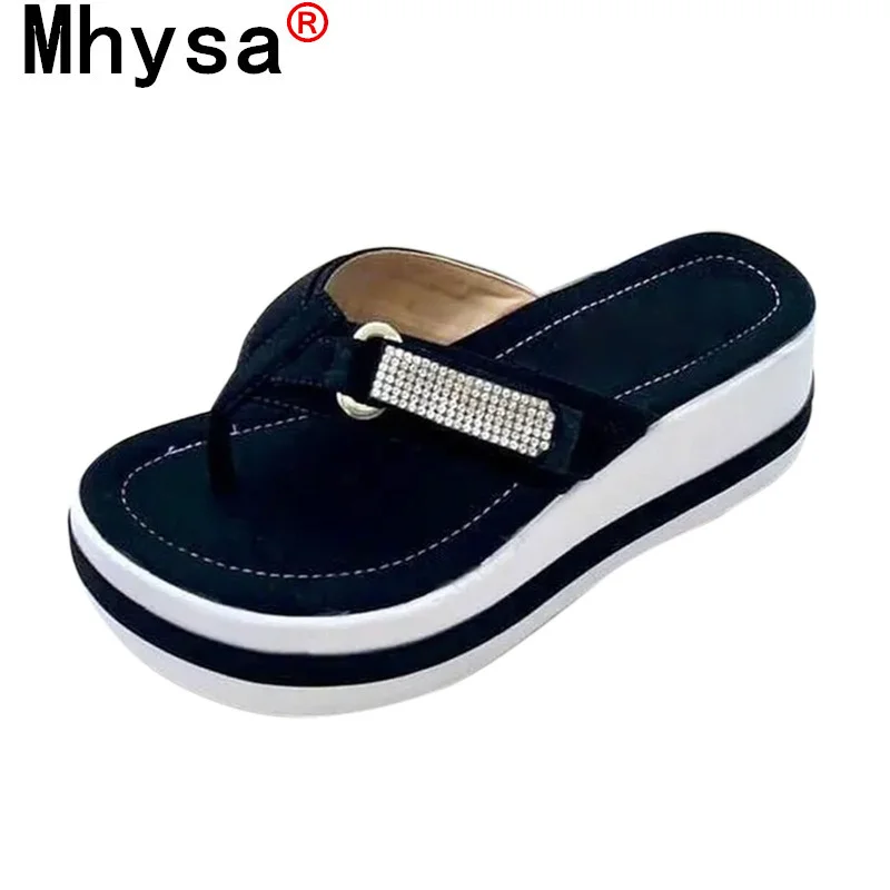 

Summer Fashion Women's Wedges Sandals Beach Casual Female Platform Peep Toe Shoes Slingback Lady Crystal Flip Flops Sandals